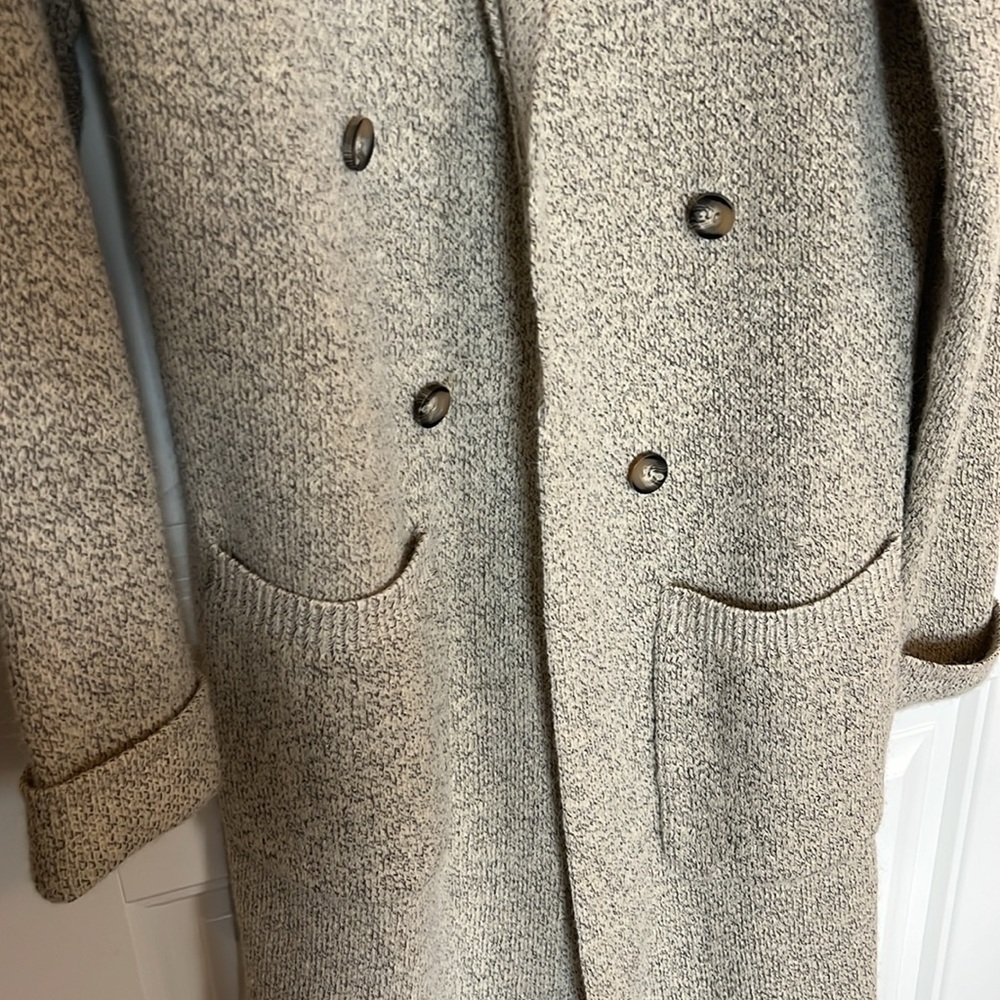 Lulus Beige Long Sleeve Sweater Coat - Size S - Picture 3 of 8